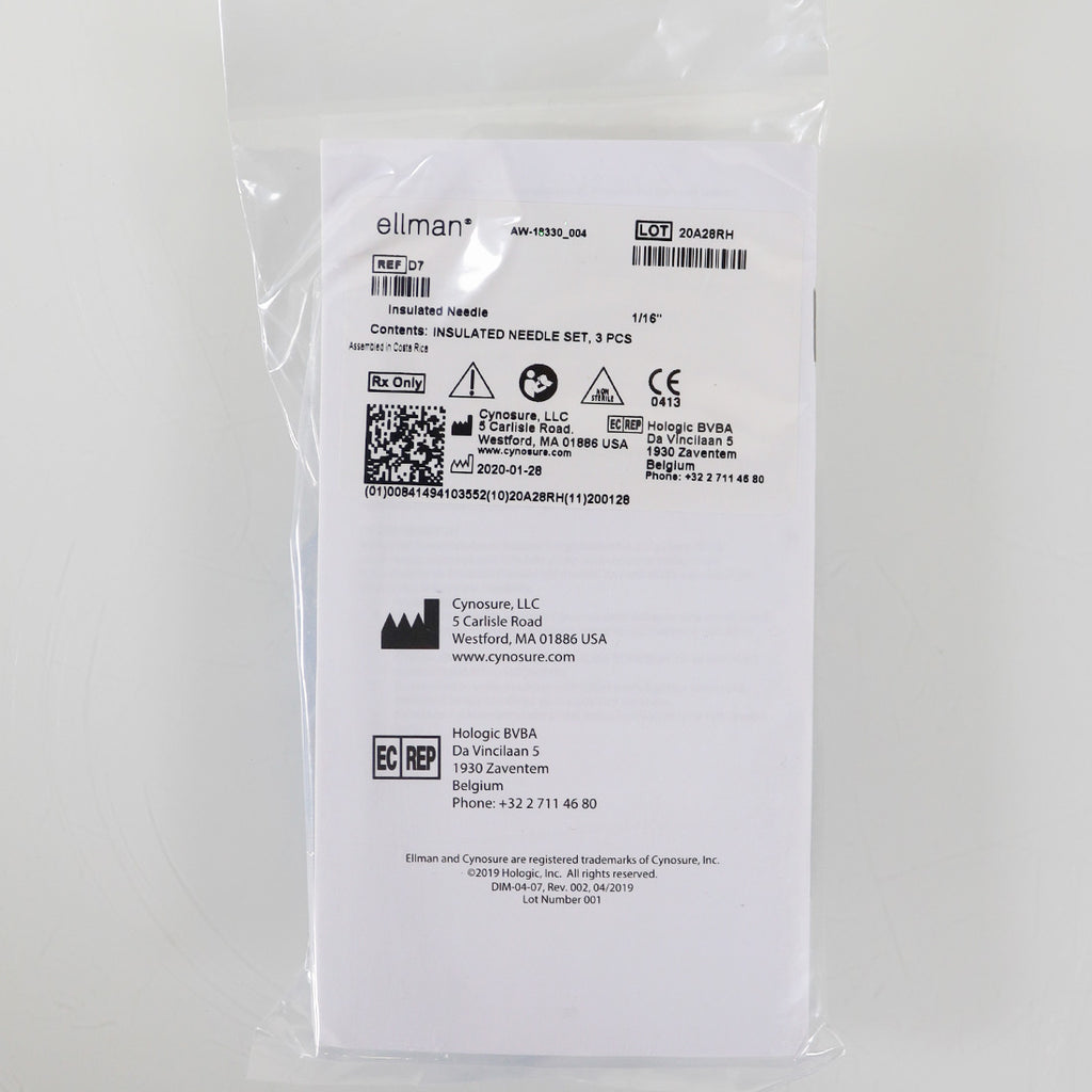 Cynosure Ellman D7 Insulated Needle Electrode Set D6C D6B D6A 3-PACK