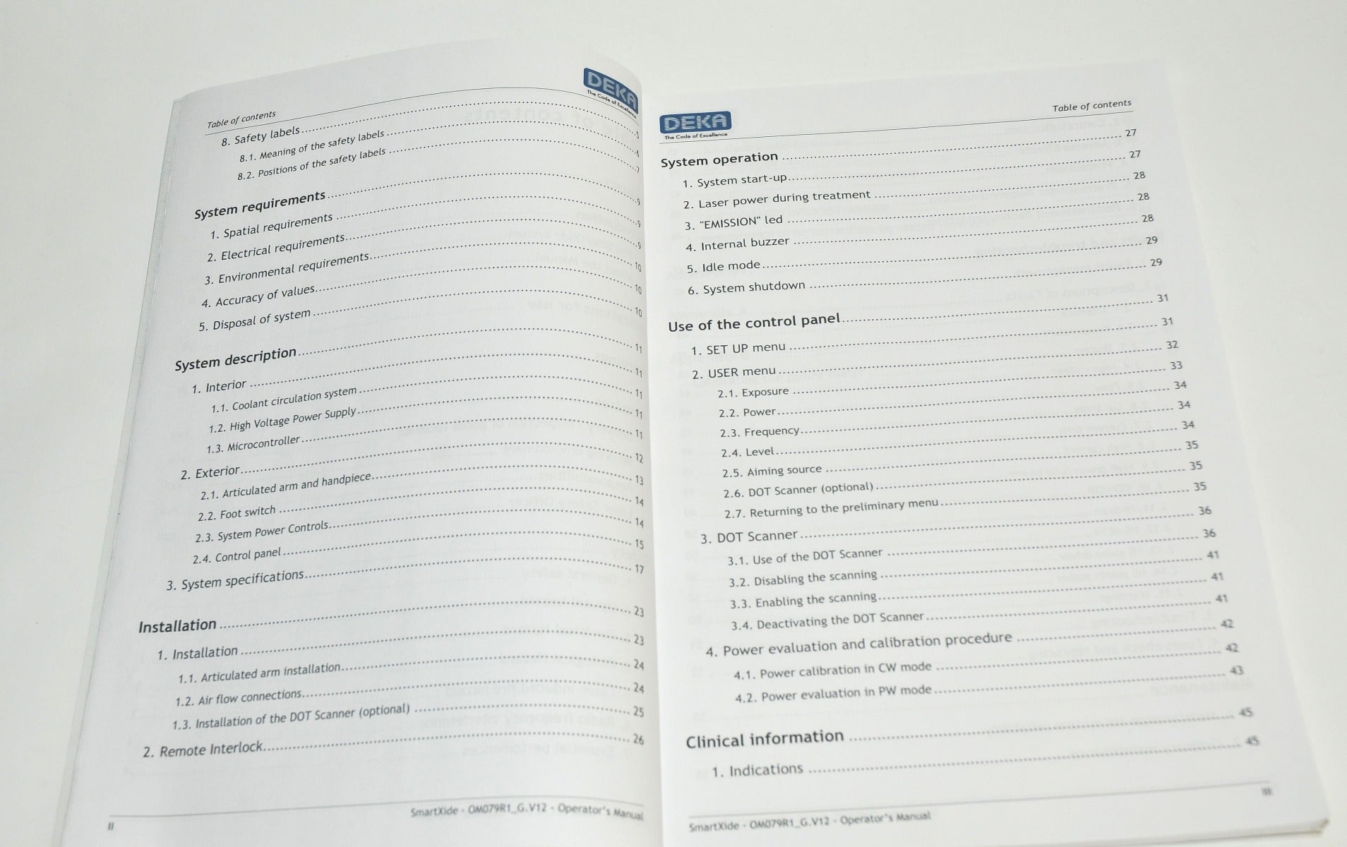 DEKA 2011 SmartXide Co2 Laser System OPERATOR'S MANUAL * Smart Xide UX1B0802R