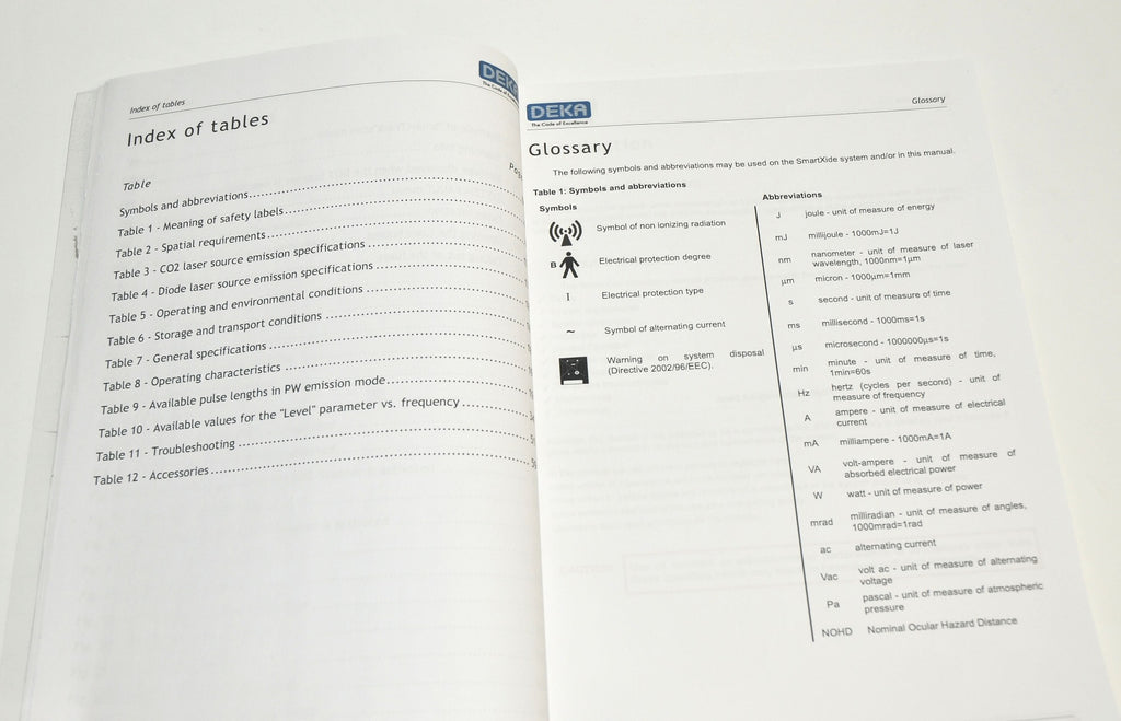 DEKA 2011 SmartXide Co2 Laser System OPERATOR'S MANUAL * Smart Xide UX1B0802R