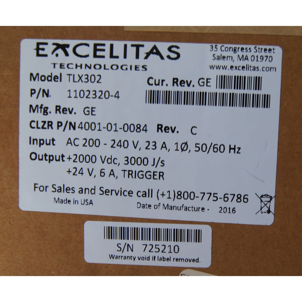 Candela GentleLASE High Voltage Power Supply TLX302 4001-01-0084 Defective As-Is