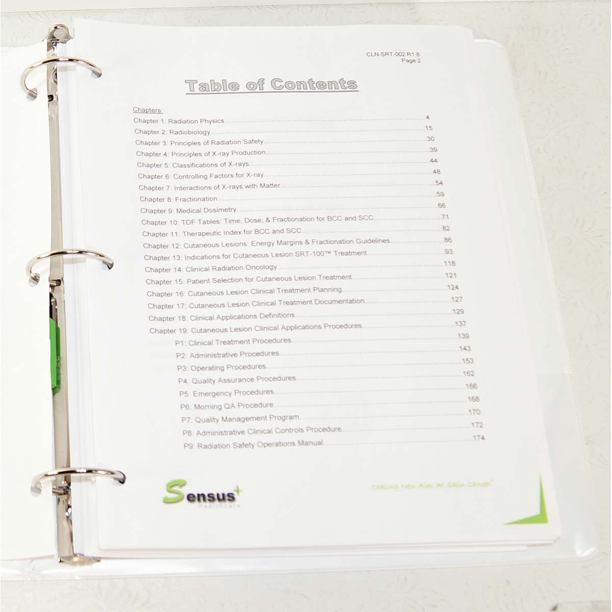Sensus Healthcare SRT-100 Cutaneous Lesion Clinical Handbook CLN-SRT-002 R1.8