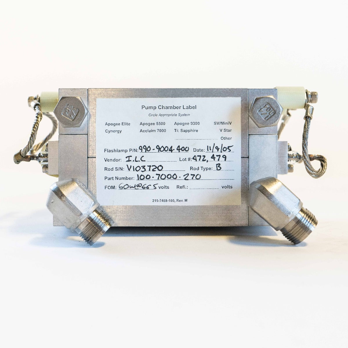 Cynosure Palomar Apogee Elite Nd:YAG Laser FNL Pump Chamber 100-7000-270 - NEW