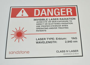 Sandstone DANGER Invisible LASER RADIATION SIGN Class 4 Erbium YAG 2940 nm