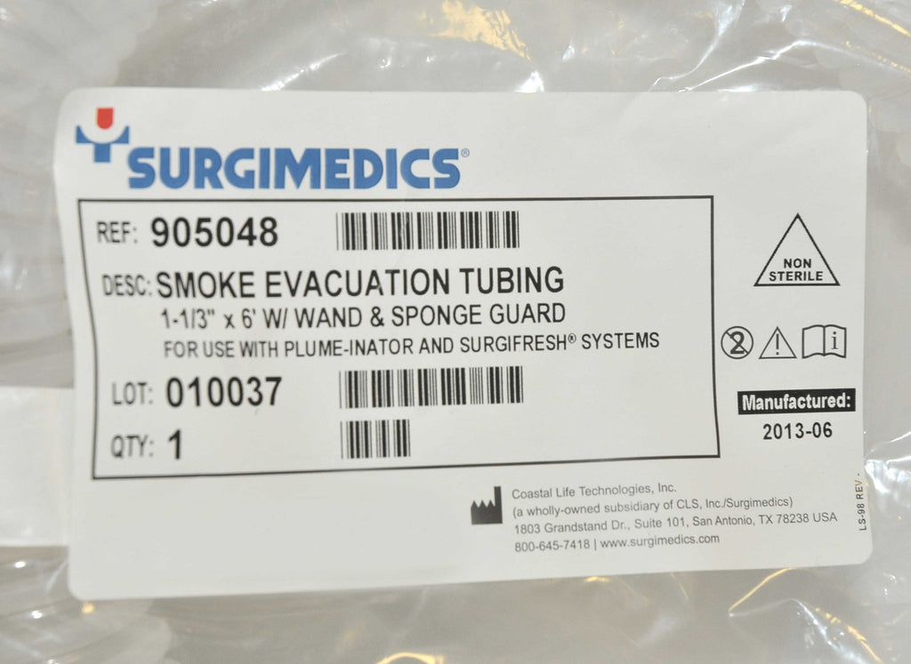 Surgimedics Smoke Evacuation Tubing 1 1/3" x 6' 905048 Plume-Inator Surgifresh