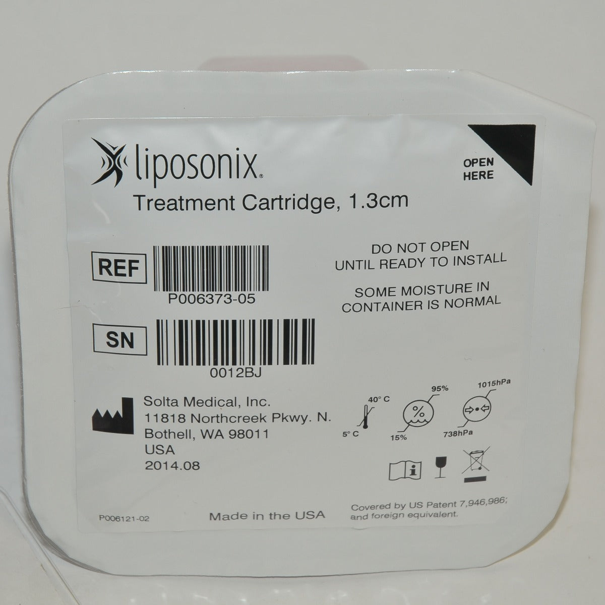 Liposonix 1.3cm Treatment Cartridge Transducer Tip P006373-05 NEW