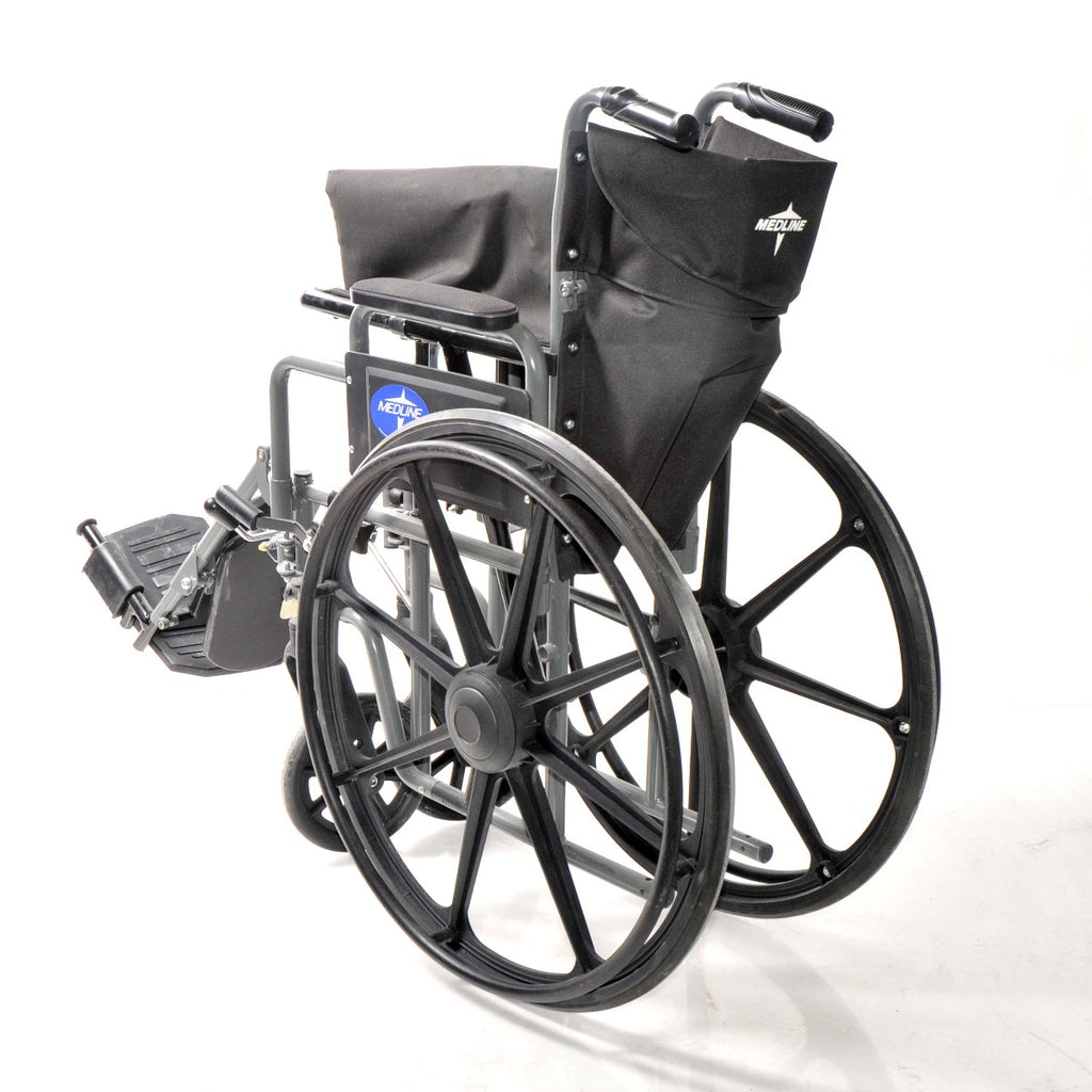 Medline Wheelchair 18" Wide Seat Arm Pad Adjustable Foot Mag Wheel Chair Black