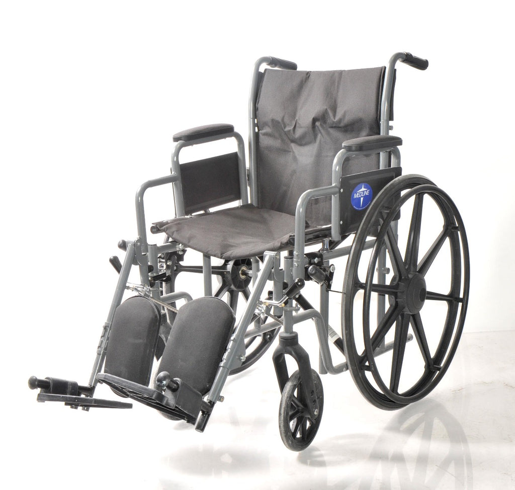 Medline Wheelchair 18" Wide Seat Arm Pad Adjustable Foot Mag Wheel Chair Black