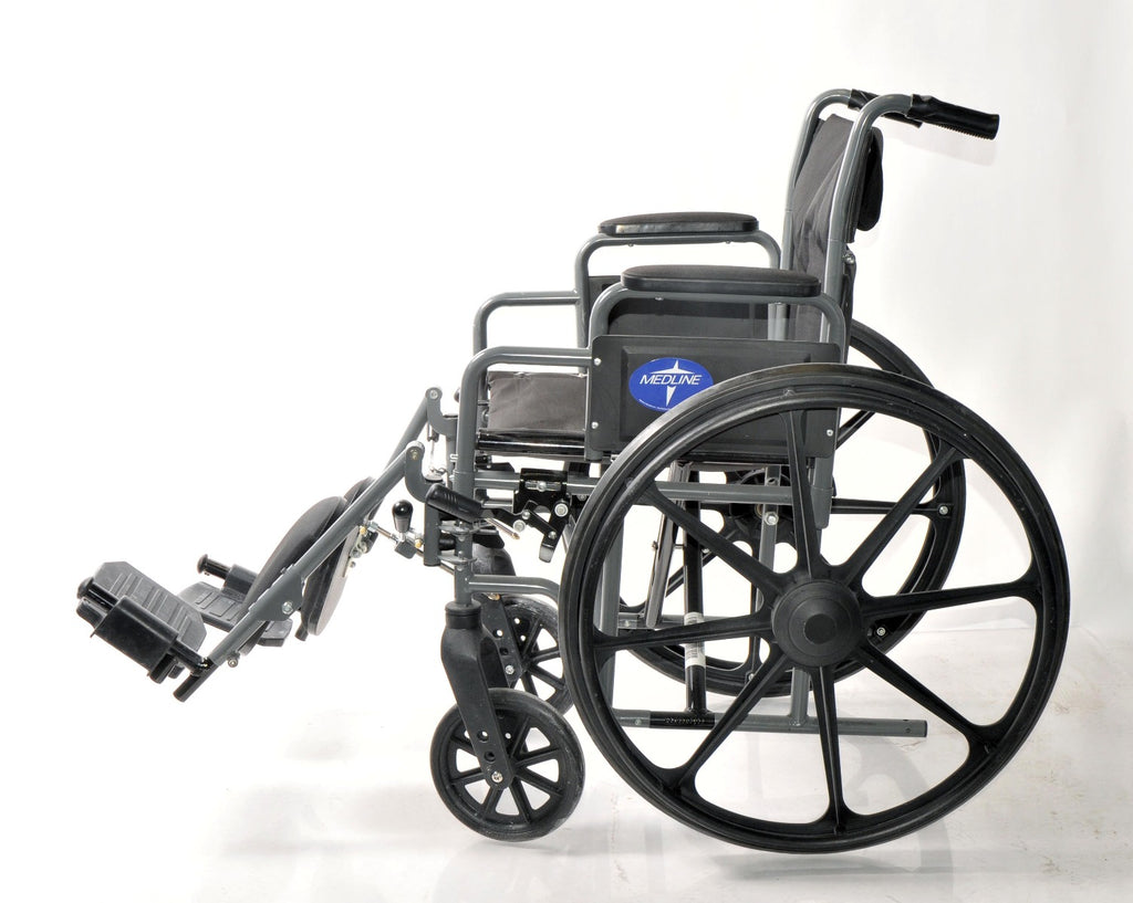 Medline Wheelchair 18" Wide Seat Arm Pad Adjustable Foot Mag Wheel Chair Black