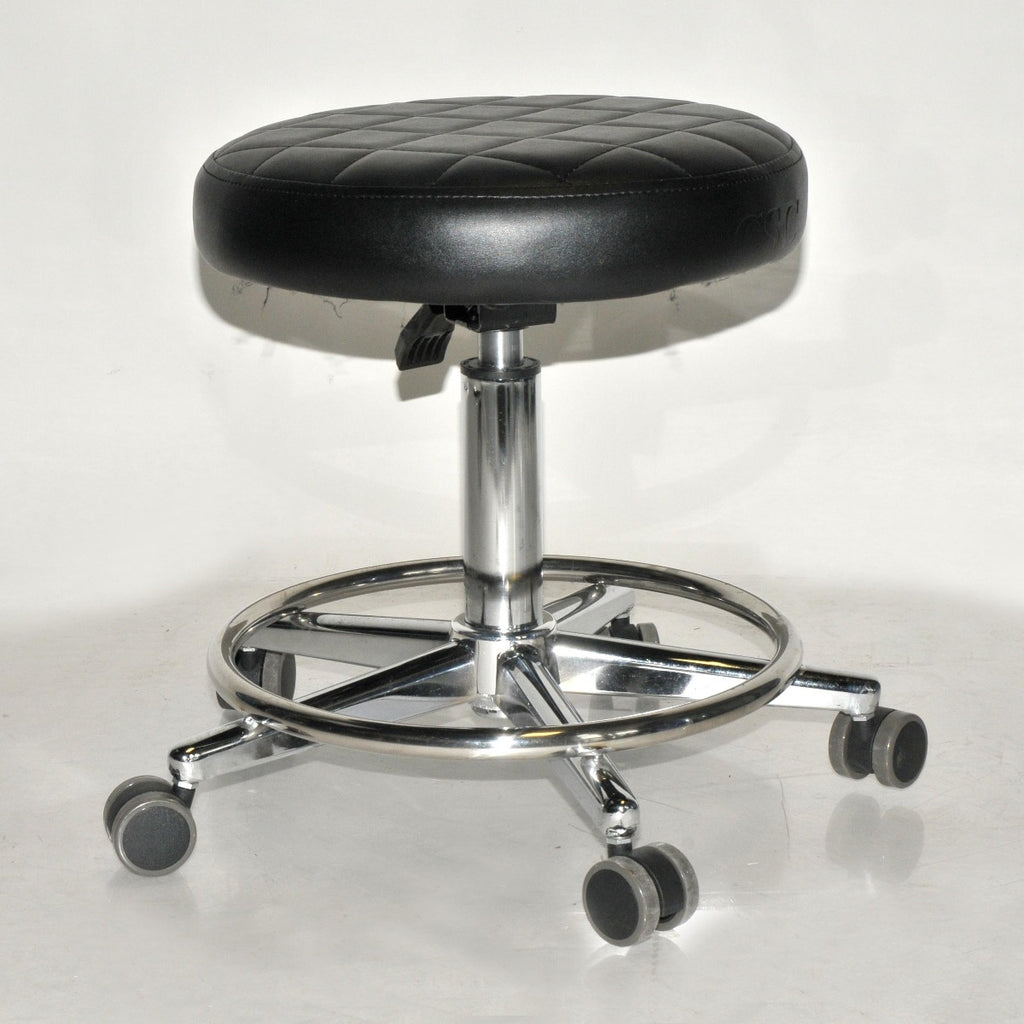 Black Padded Rolling 5 Wheel Exam Chair Clinic Patterned Office Home Shop