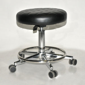 Black Padded Rolling 5 Wheel Exam Chair Clinic Patterned Office Home Shop