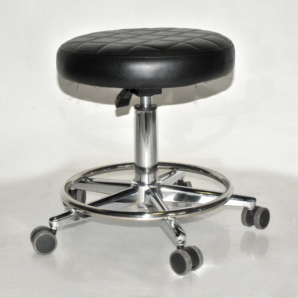 Black Padded Rolling 5 Wheel Exam Chair Clinic Patterned Office Home Shop