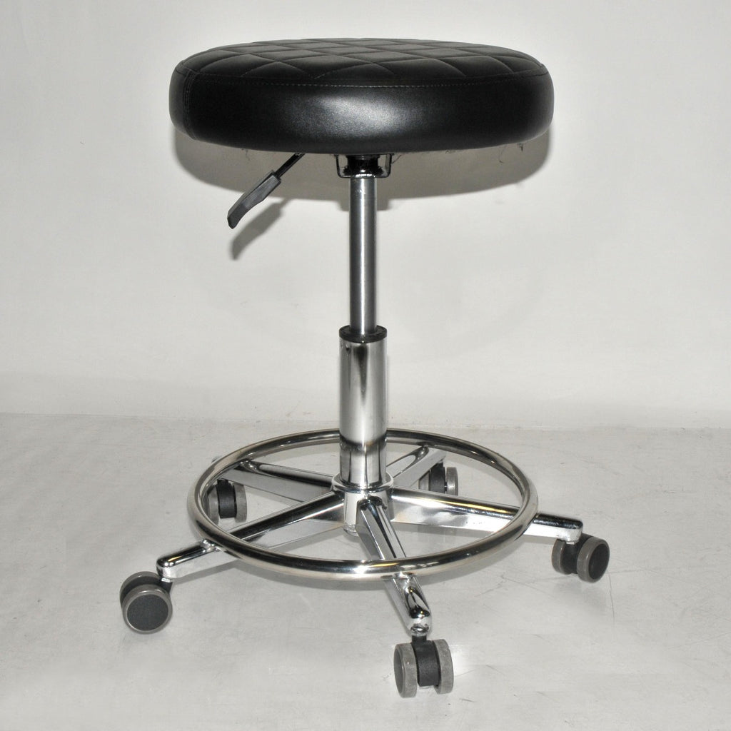 Black Padded Rolling 5 Wheel Exam Chair Clinic Patterned Office Home Shop
