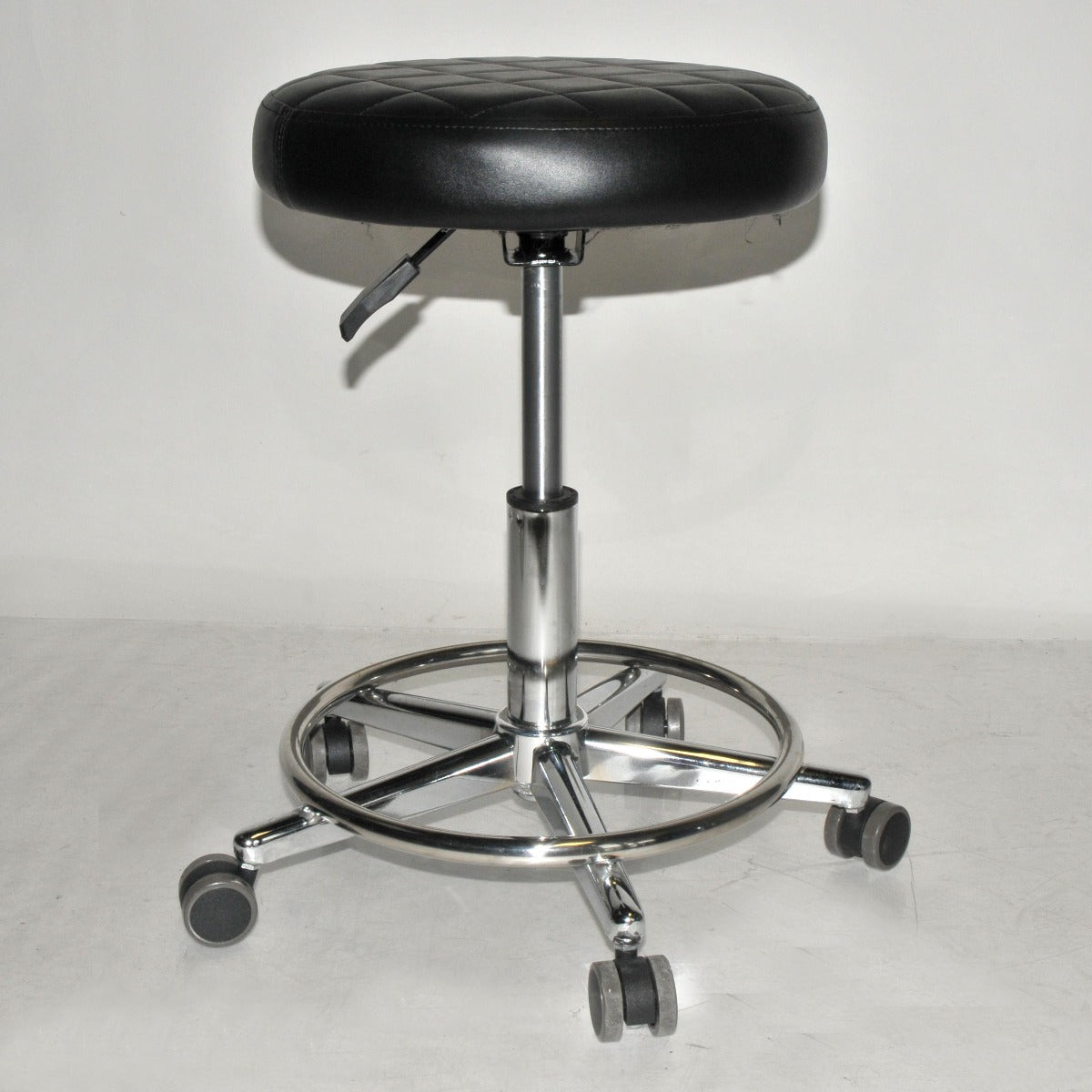 Black Padded Rolling 5 Wheel Exam Chair Clinic Patterned Office Home Shop