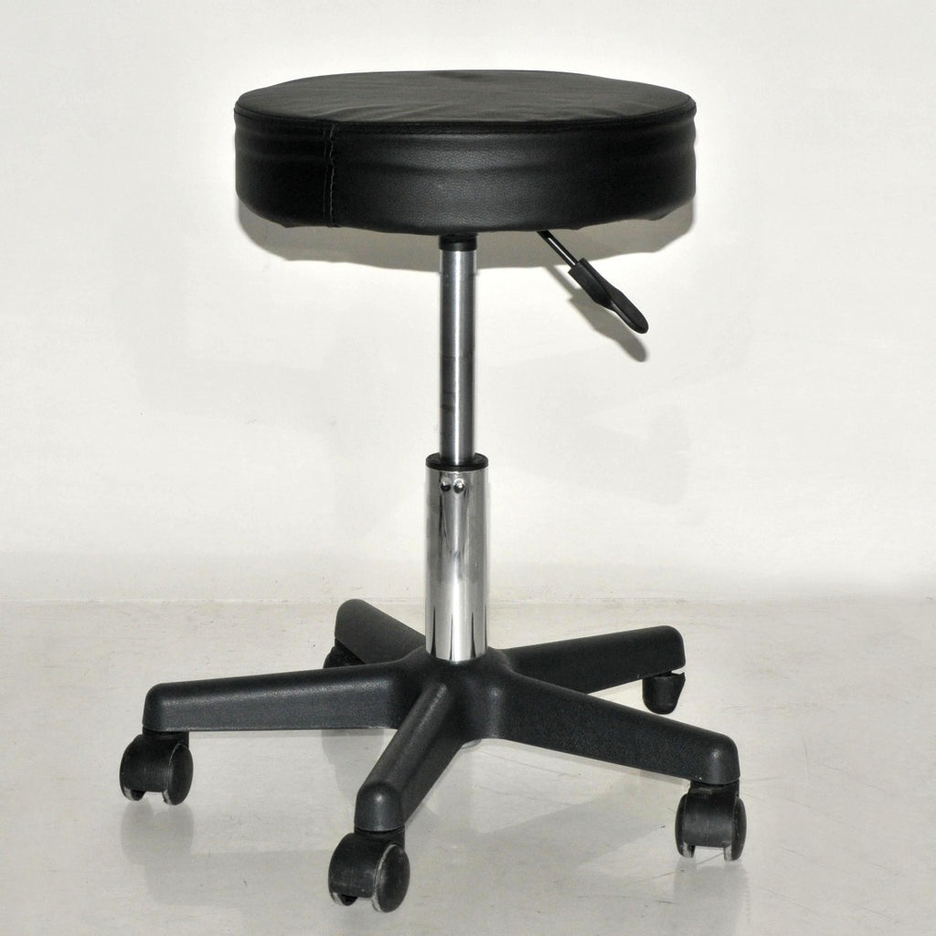 Black Padded Rolling 5 Wheel Stool Chair Exam Clinic Home Shop PARTS AS IS