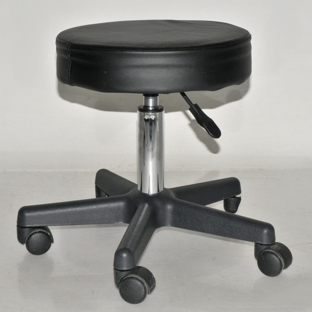 Black Padded Rolling 5 Wheel Stool Chair Exam Clinic Home Shop PARTS AS IS