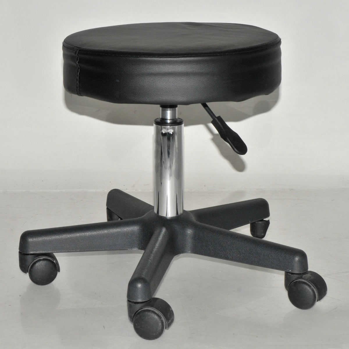 Black Padded Rolling 5 Wheel Stool Chair Exam Clinic Home Shop PARTS AS IS
