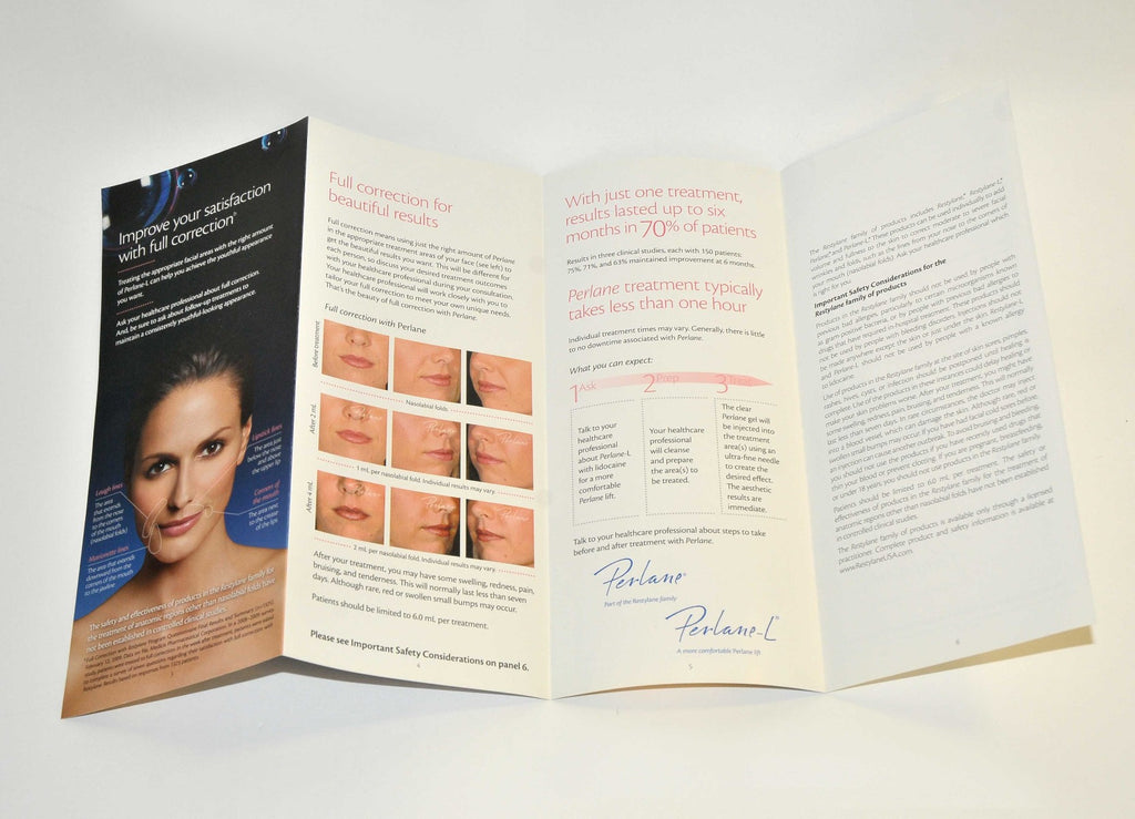 Perlane-L Office Patient Marketing Brochure Facial Nose Mouth Wrinkles x25 NEW