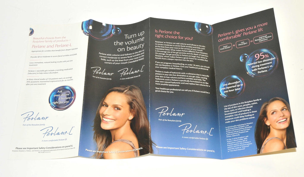 Perlane-L Office Patient Marketing Brochure Facial Nose Mouth Wrinkles x25 Lot