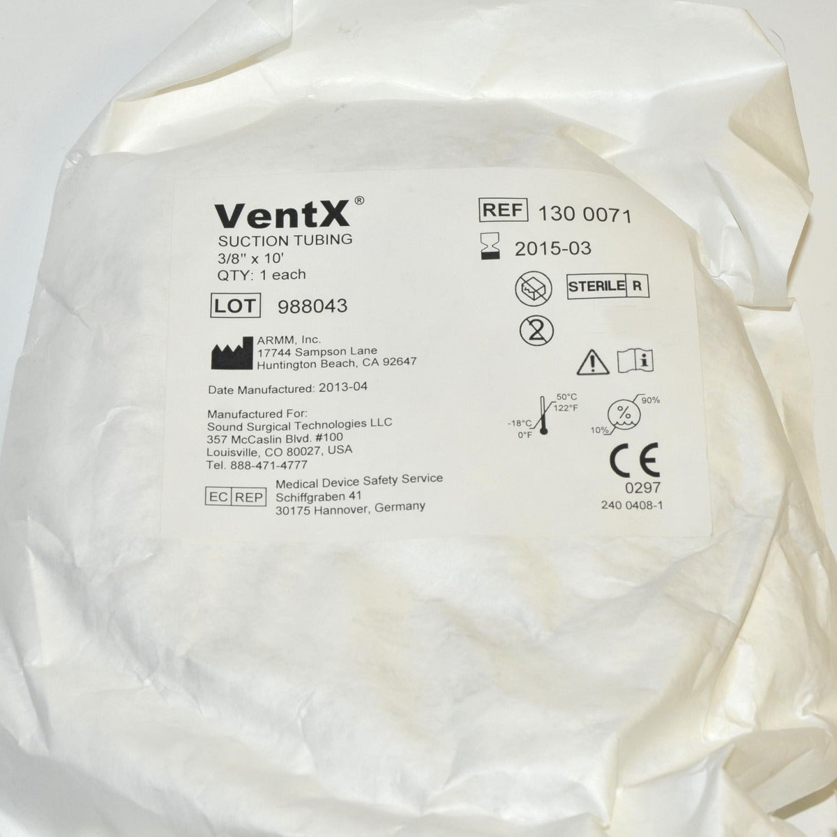 Sound Surgical VentX Suction Clear Tubing 130-0071 Vaser Vent X Tube Exp