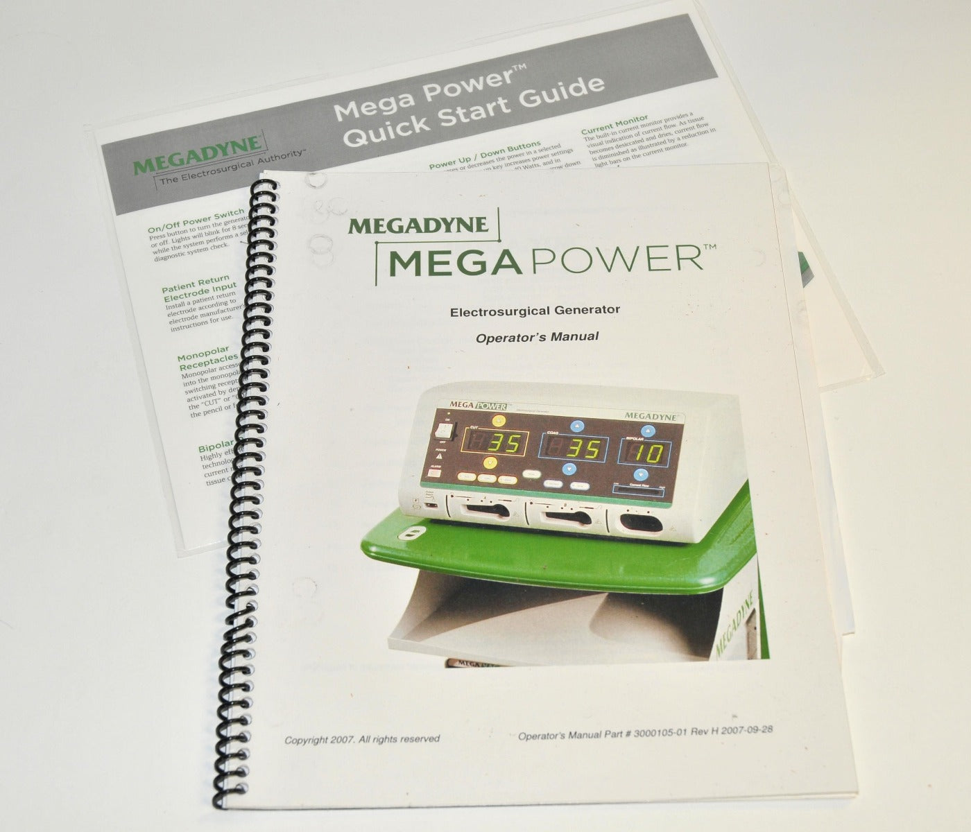 MEGADYNE MEGAPOWER Electrosurgical Generator Operator Manual User Guide 2007