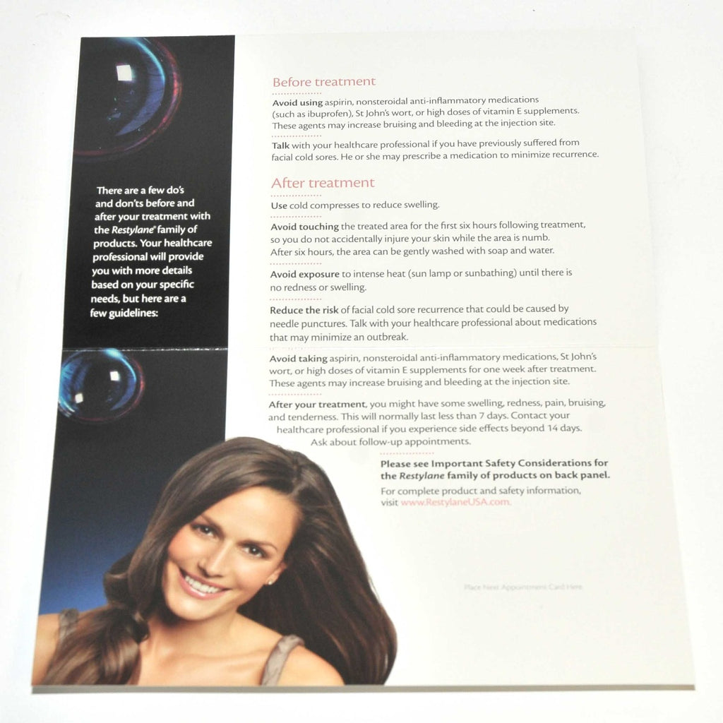 Restylane Patient Treatment Marketing Brochure Pamphlet Facial Wrinkles Tent x25