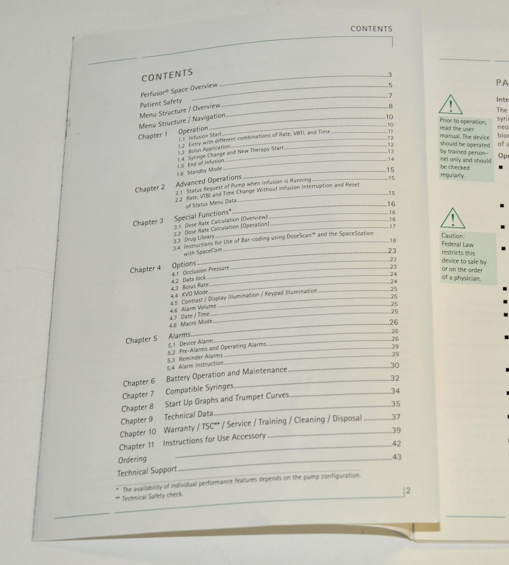 Perfusor Space and Accessories Instructions For Use BRAUN Operation Safety Guide