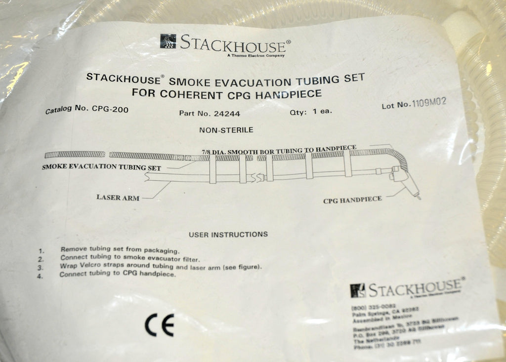 Stackhouse Coherent CPG Laser Handpiece Smoke Evacuation Tubing Set 7/8" CPG-200