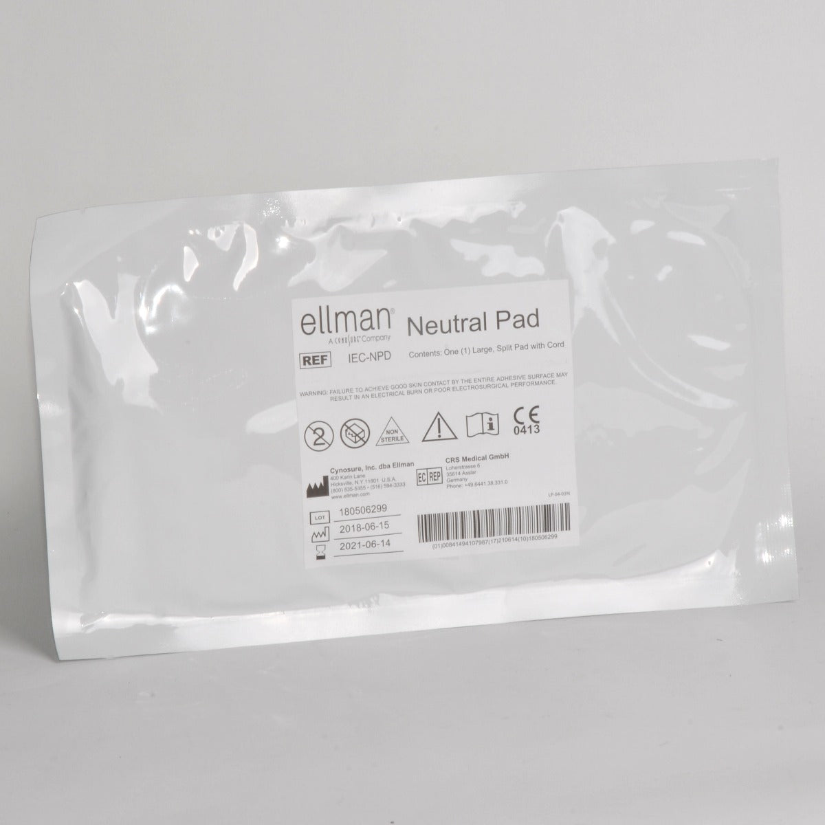 Ellman RF Electrosurgical Patient Neutral Pad Large Split Cord IEC-NPD (x1 Ea)