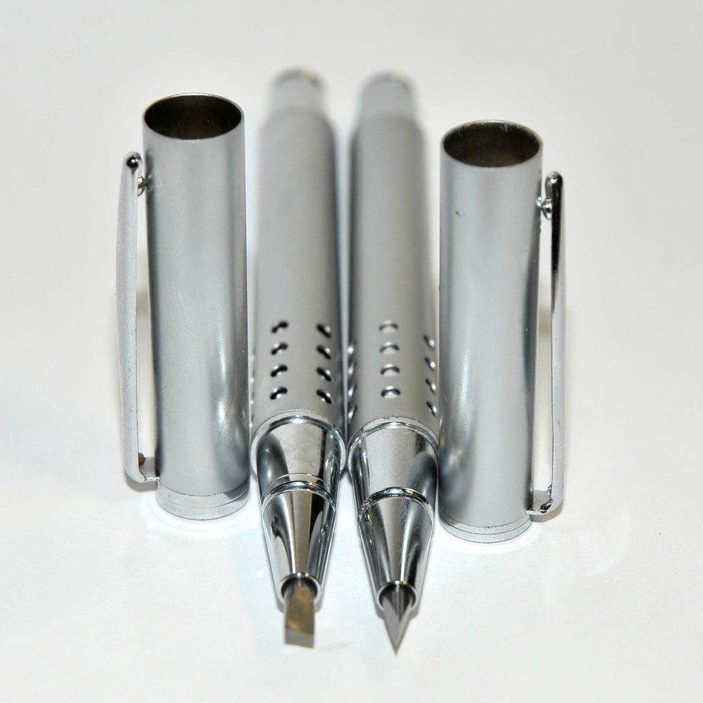 Silver Flat Tip Precision Sharp Laser Fiber Cutting Blade Knife Pocket Pen x2