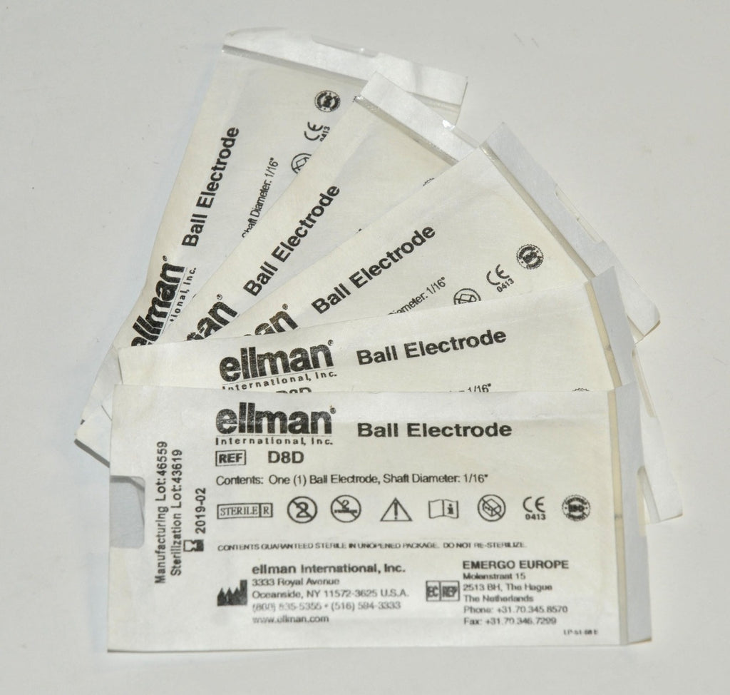 Ellman D8D Pelleve Ball Electrodes 1/16" Shaft Diameter Lot EXP2019 x5 Pcs