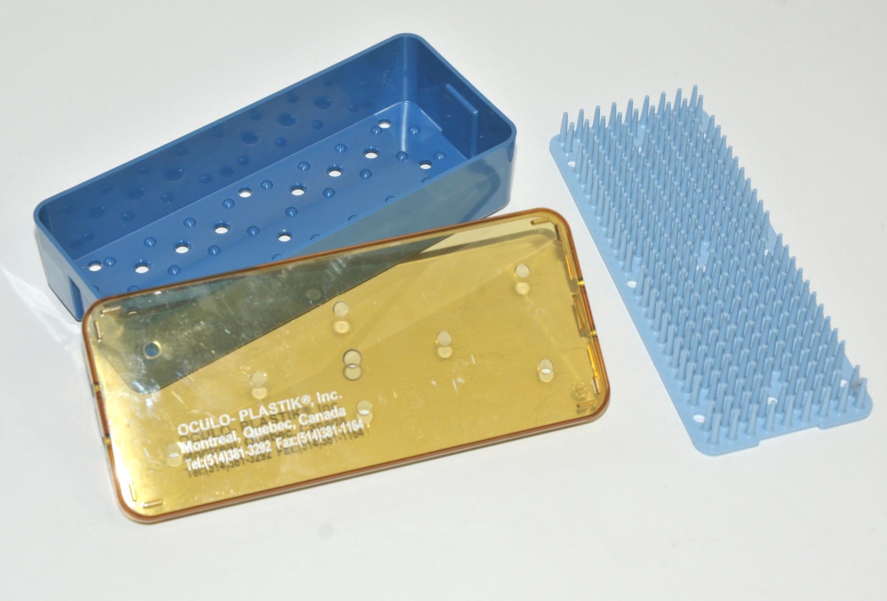 Oculo-Plastik Steam Sterilization Plastic Tray Case 2 3/4" x 6" w/Silicone Mat