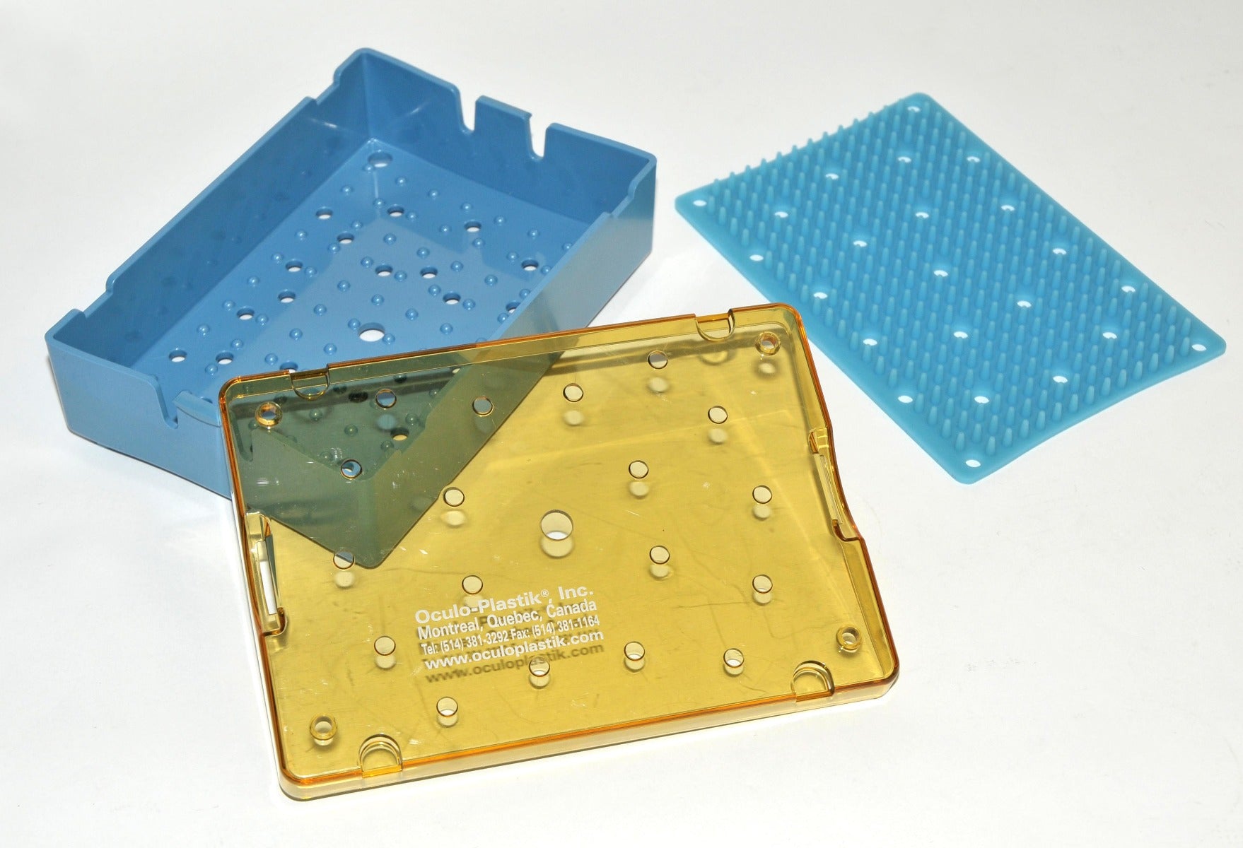 Oculo-Plastik Steam Sterilization Plastic Tray 4 1/2" x 6 1/2" w/Silicone Mat