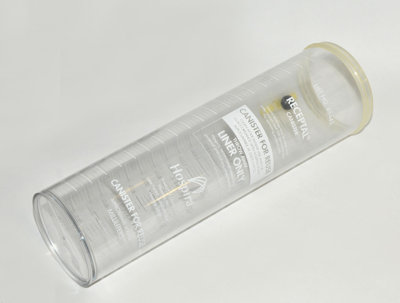 Hospira RECEPTAL Canister 43445 Reusable Plastic 1900 ml Autoclavable Container