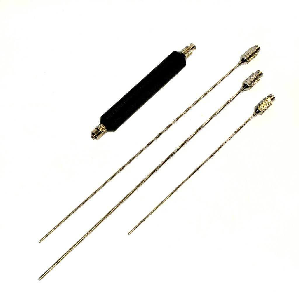 Surgical Cannula Set Blunt Tip Luer-Style Lock Twist Cannula w Handle 4 Hole x3