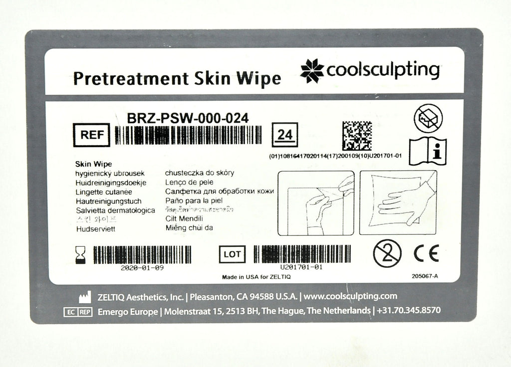 ZELTIQ CoolGel CoolSculpting Pretreatment Skin Wipe BRZ-PSW-000-024 Exp 5/20