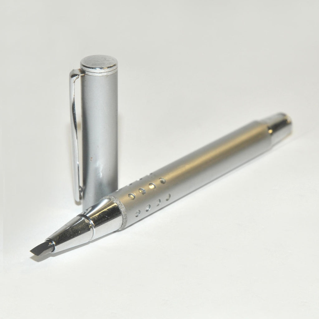 Minimalist Silver Metal Precision Flat Tip Sharp Blade Pocket Scraper Pen Cap