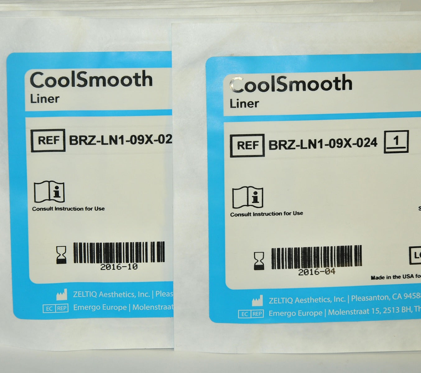 ZELTIQ CoolSculpt CoolSmooth Liner BRZ-LN1-09X-024 Cool Smooth EXP 2016 x15 Pcs