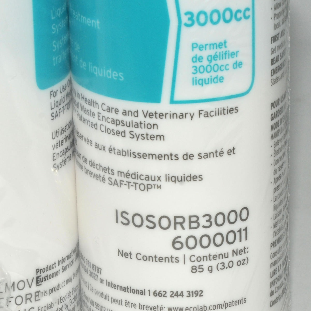 ECOLAB Isolyser Isosorb Liquid Treatment ISOSORB3000 Solidifies 3000cc x3oz x3Pk