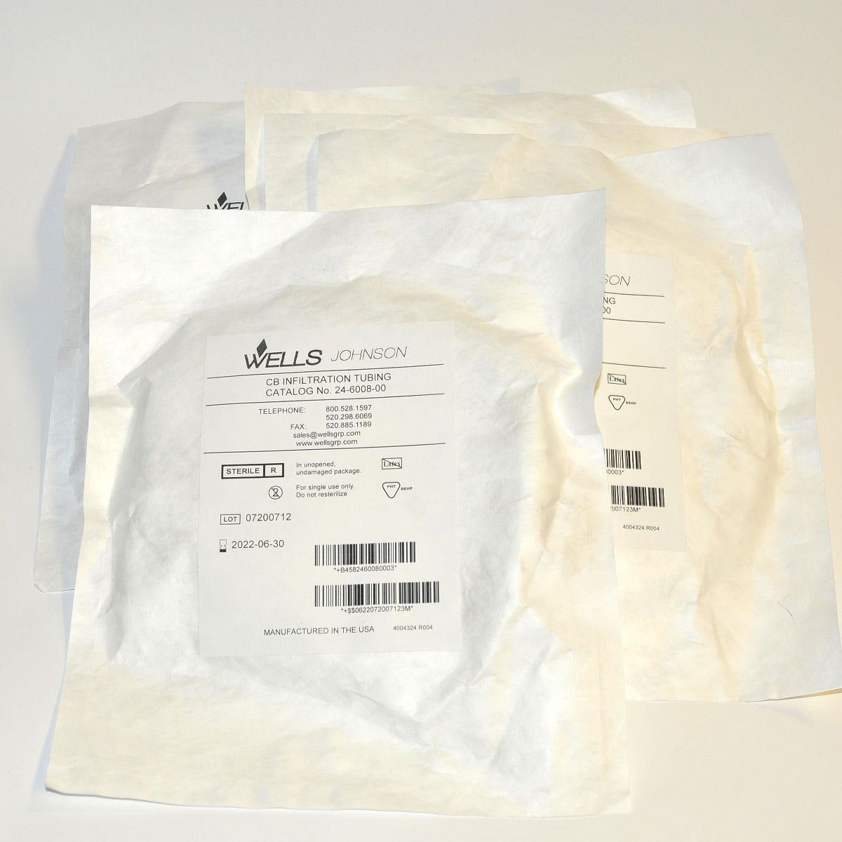 Wells Johnson CB Infiltration Tubing 24-6008-00 Exp: 06/2022 (x5 Pcs) Clear Tube