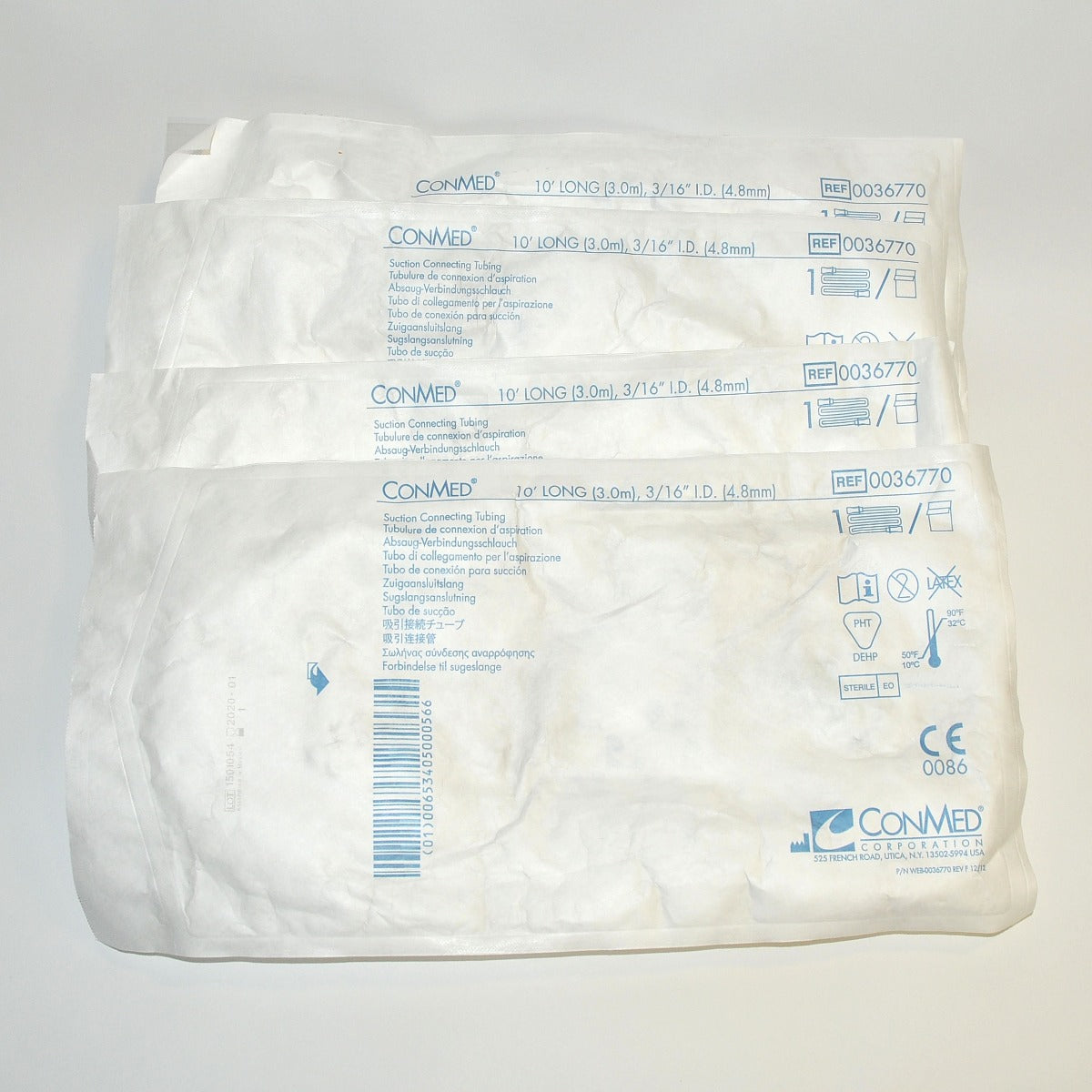 ConMed Infiltration Suction Tubing 3/6" x 10' 0036770 Clear Tube Exp 01/20 x4 Pc