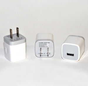 Wall Charger USB 110v Power Adapter Male Plug Single Port White DC 5V 1.0A x3Pcs