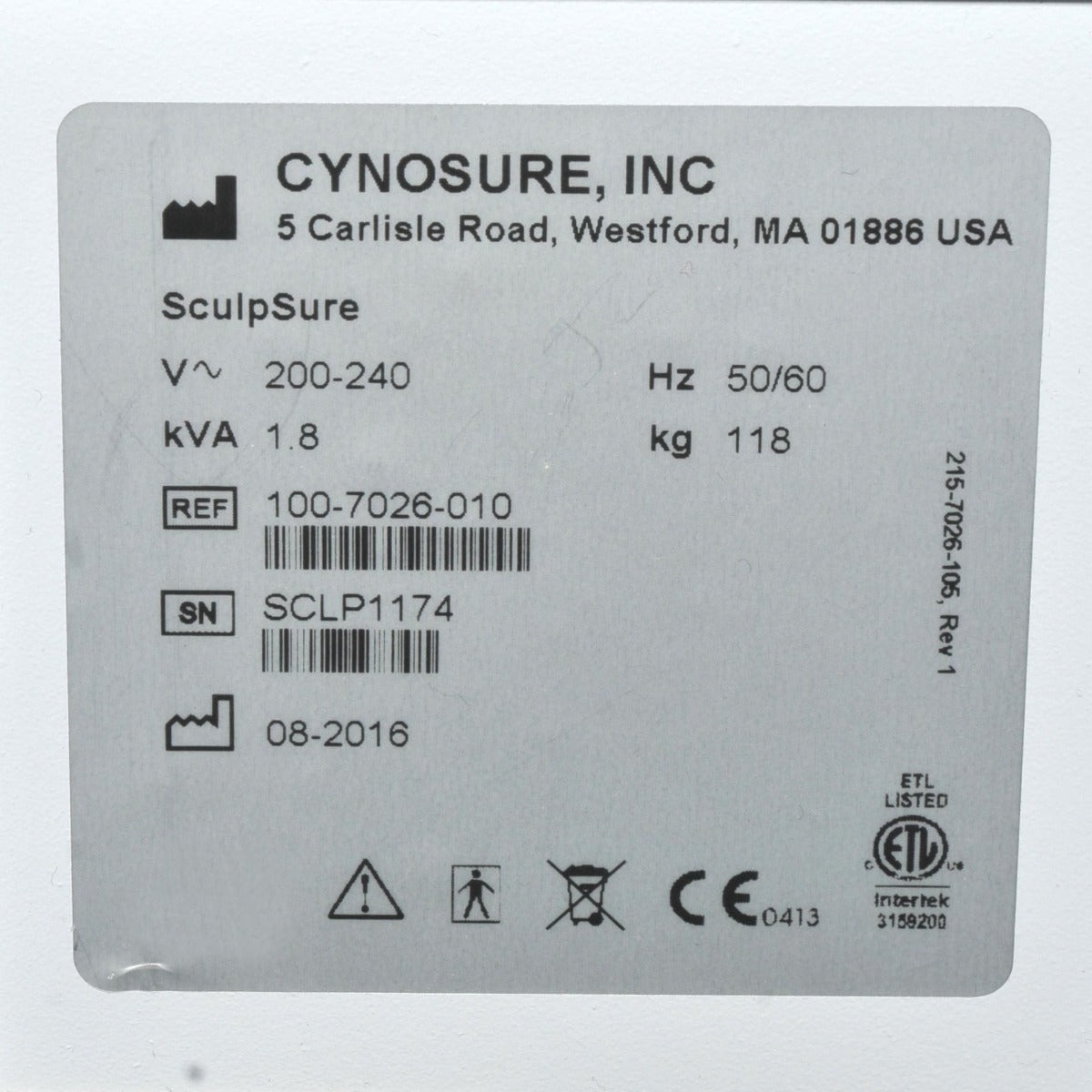 2016 Cynosure SCULPSURE Diode Laser NonInvasive 1060 Body Sculpting Contouring