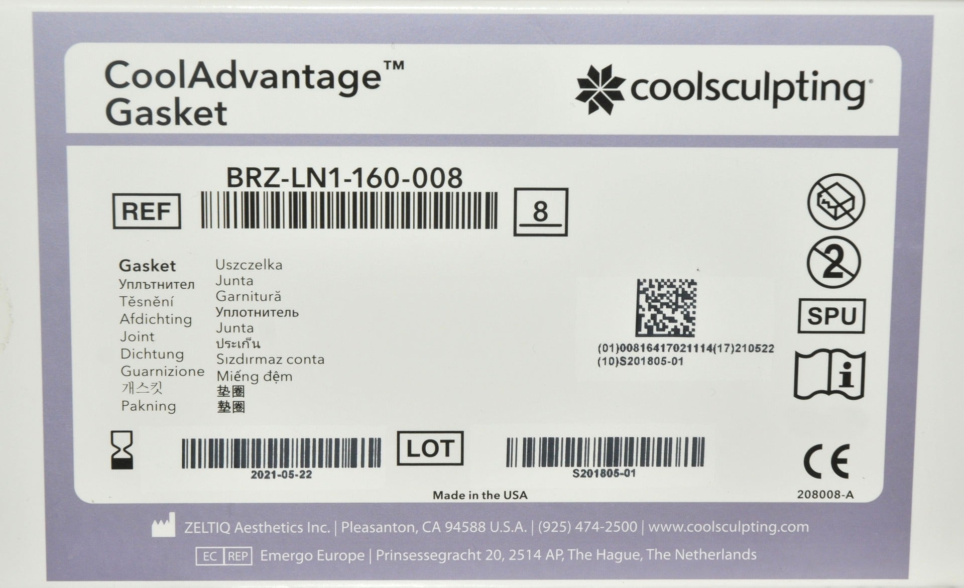 ZELTIQ CoolSculpting CoolAdvantage Gasket BRZ-LN1-160-008 Lot x30 Pcs