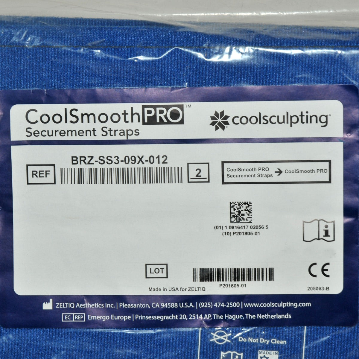 Zeltiq CoolSculpting CoolSmooth PRO Securement Straps BRZ-SS3-09X-012 CoolSculpt