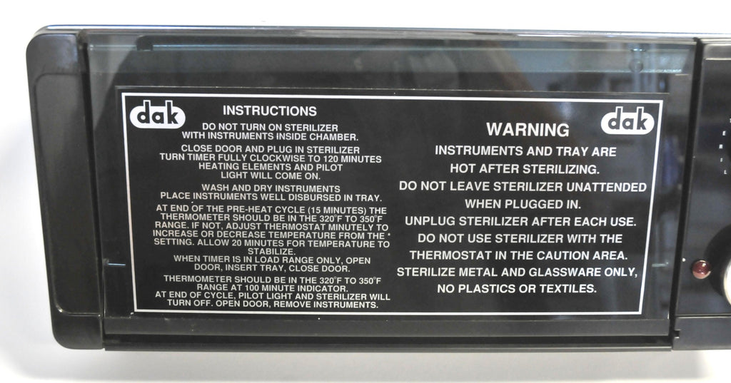 DAK 1400 Watt Instrument Tool Sterilizer 652-T Dental Ophtalmology Dry Heat PART