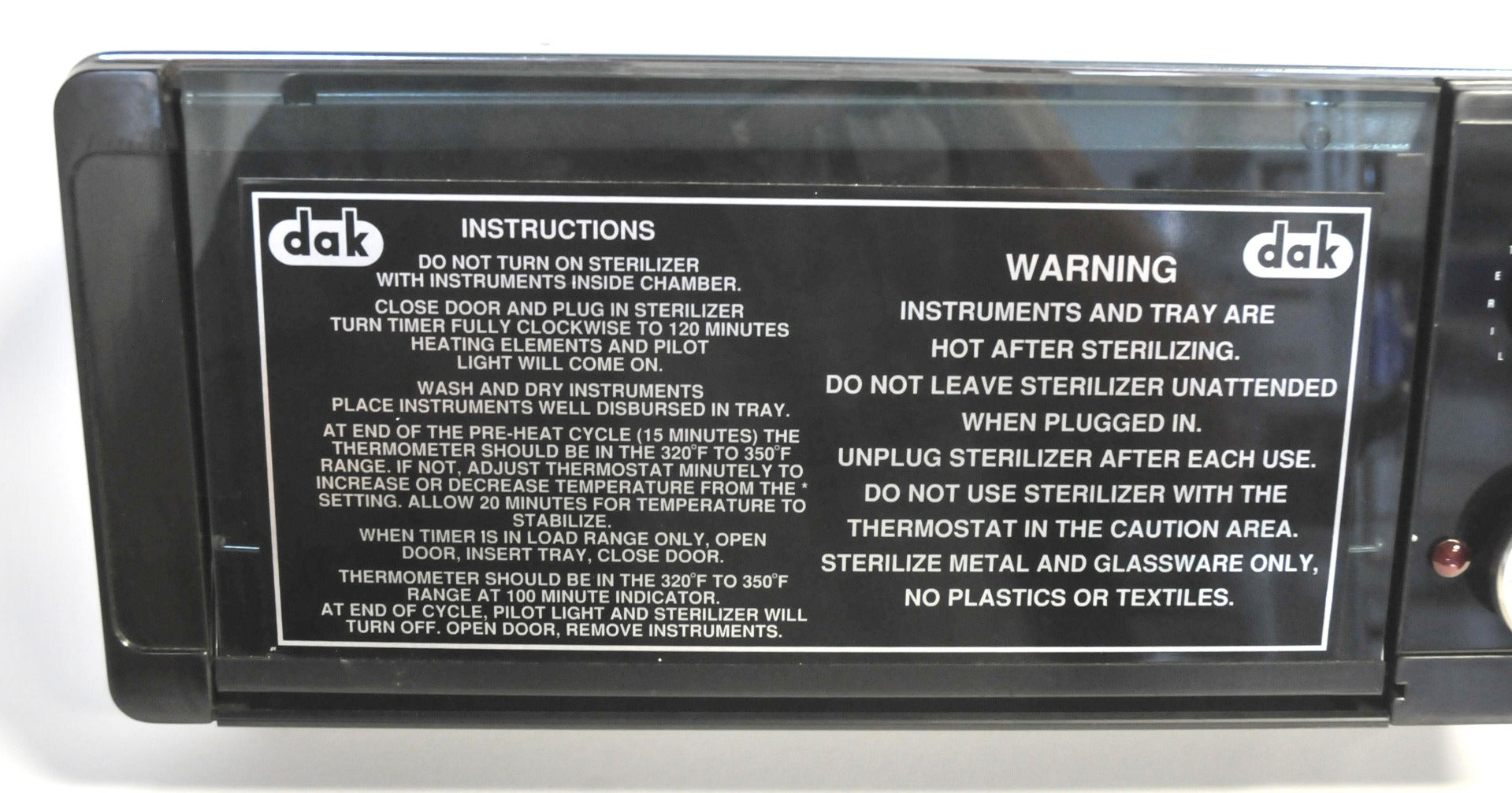 DAK 1400 Watt Instrument Tool Sterilizer 652-T Dental Ophtalmology Dry Heat PART