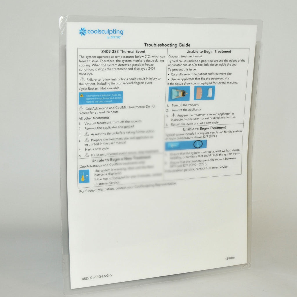 Zeltiq CoolSculpting Troubleshooting Guide BRZ-001-TSG-ENG-C