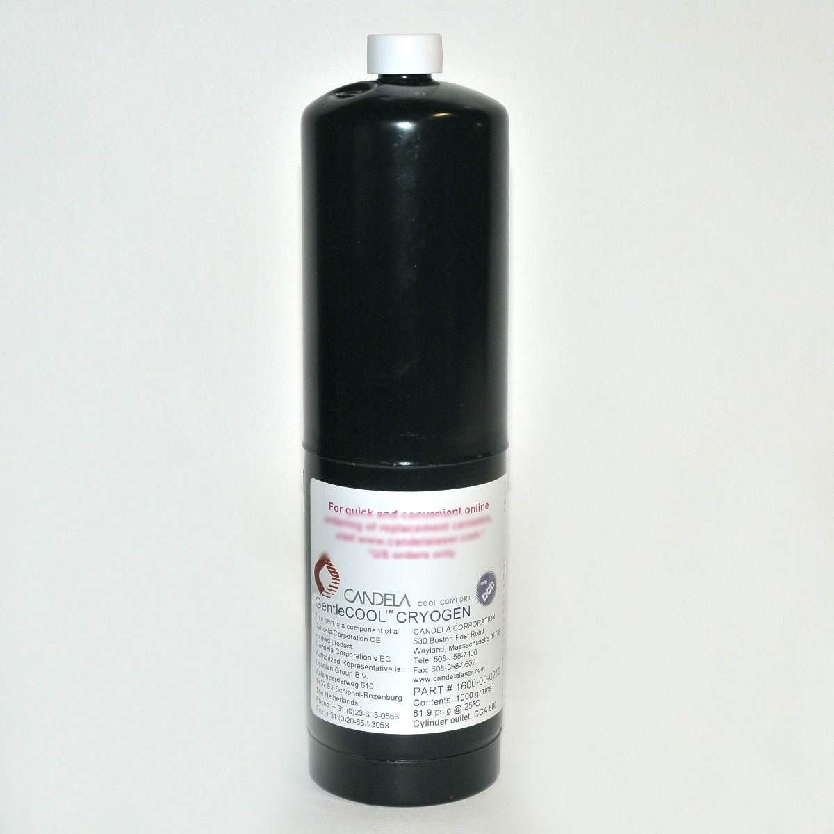 Candela GentleCOOL Laser DCD Cryogen GentleMax VBeam Canister 1600-00-0210 1000G