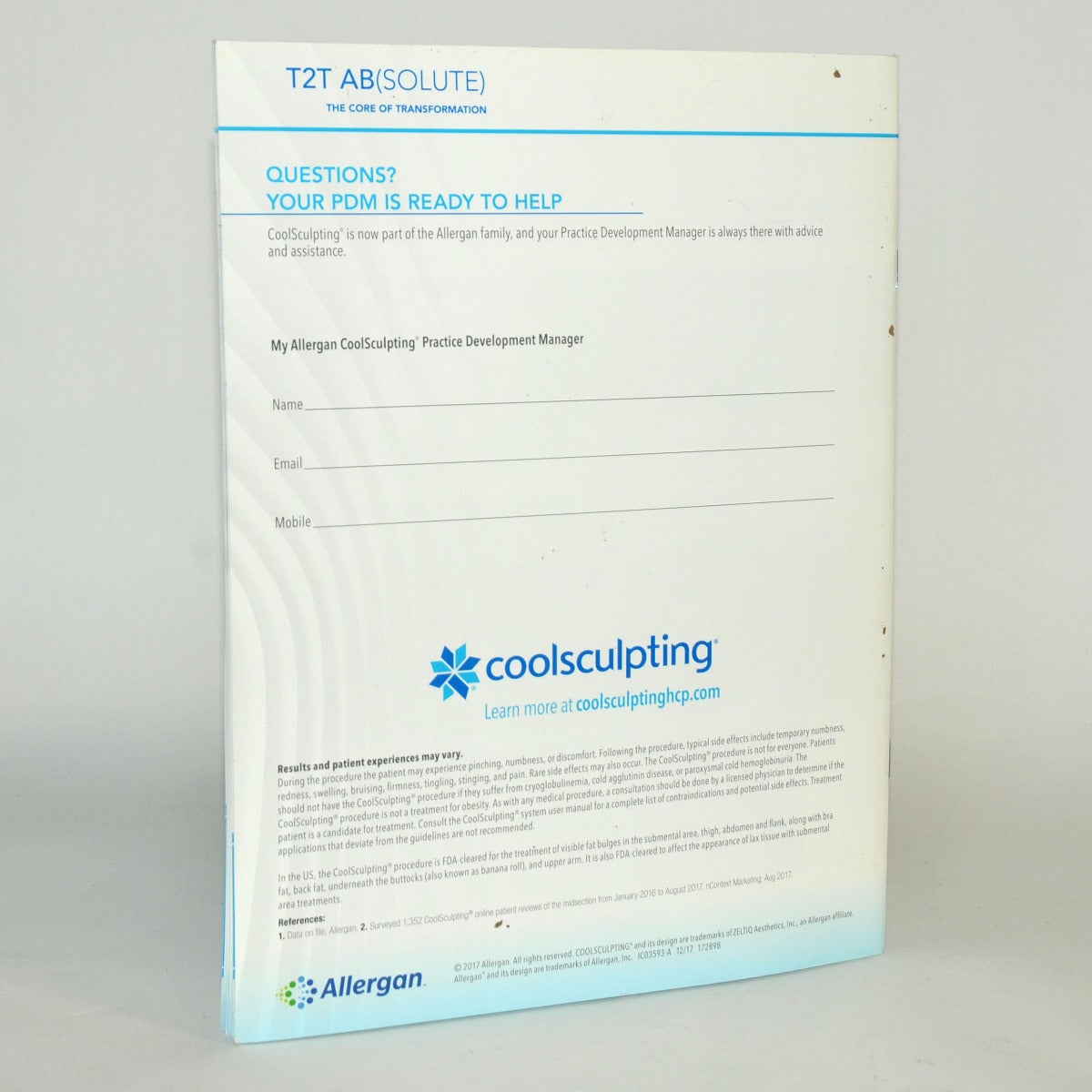 Zeltiq CoolSculpting T2T ABSOLUTE Core of Transformation User Guide Abdomen