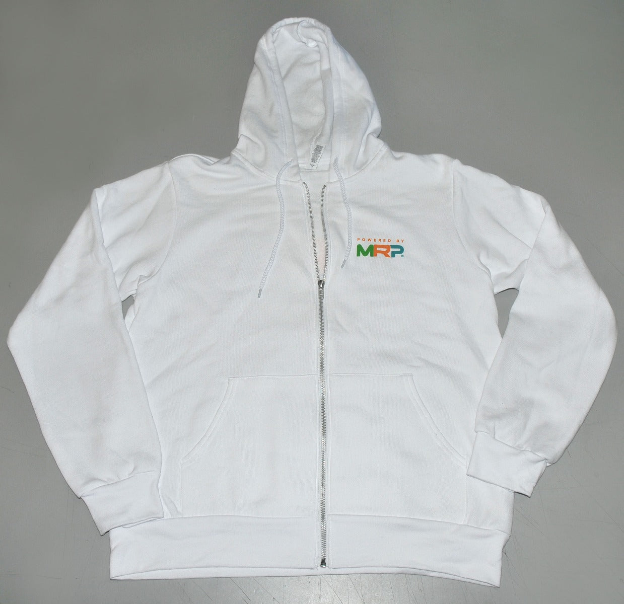 WHITE Hoodie Powered By MRP Full Zip Front w/Pockets Size S Small NEW